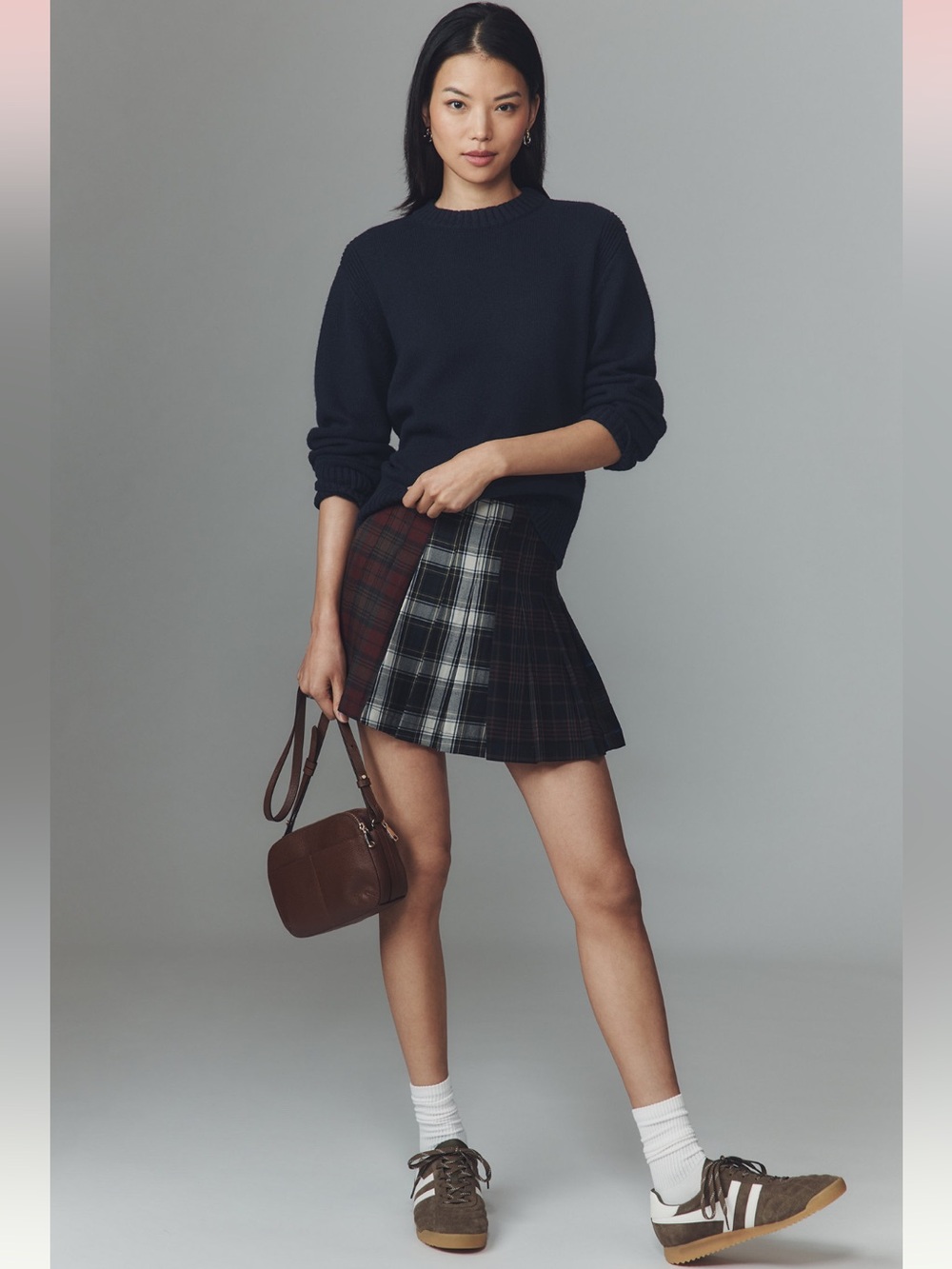 NWT Avec Les Filles Multi Plaid Pleated Mini Skirt Size 6
